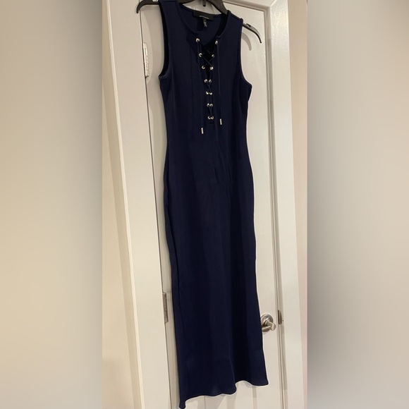 White House Black Market maxi dress with lace up front & slit - Picture 1 of 3